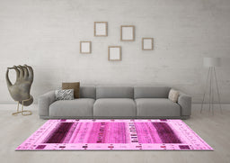 Machine Washable Solid Pink Modern Rug in a Living Room, wshcon1606pnk