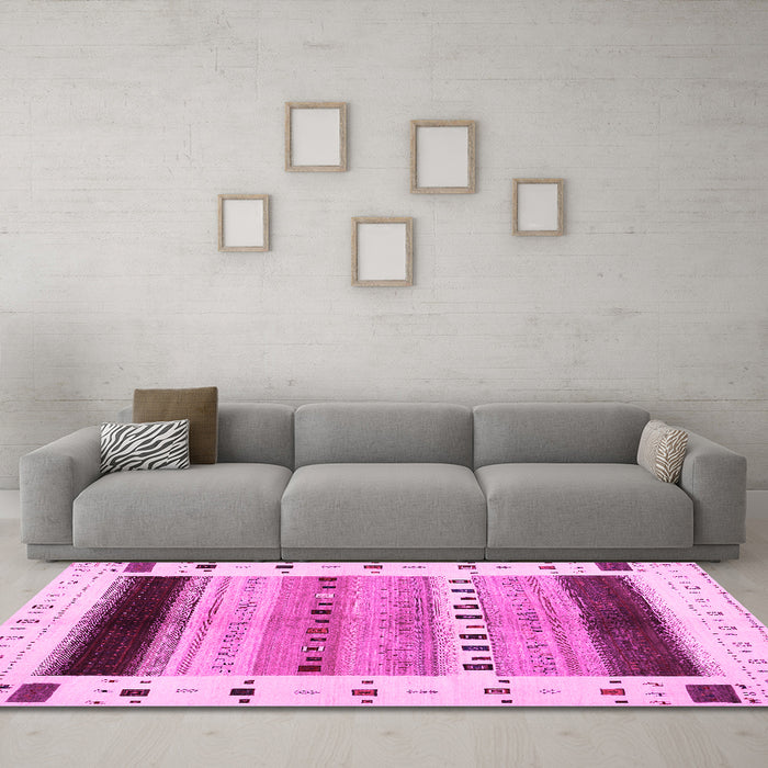 Machine Washable Solid Pink Modern Rug in a Living Room, wshcon1606pnk