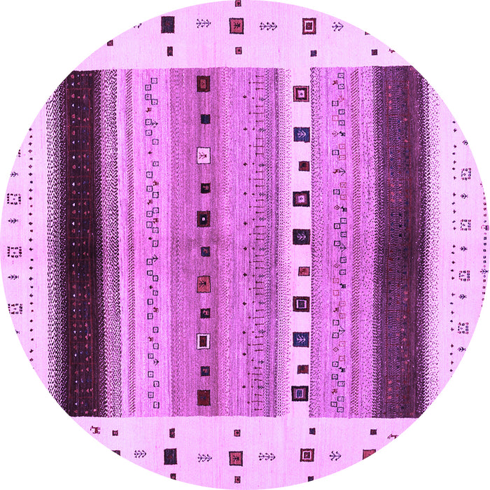 Round Machine Washable Solid Purple Modern Area Rugs, wshcon1606pur
