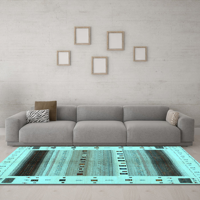 Machine Washable Solid Light Blue Modern Rug in a Living Room, wshcon1606lblu