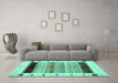 Machine Washable Solid Turquoise Modern Area Rugs in a Living Room,, wshcon1606turq