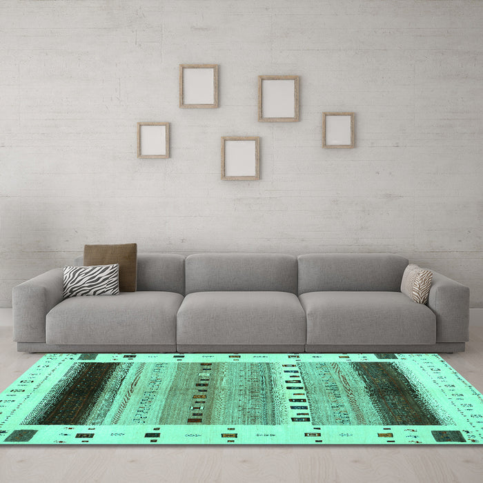 Machine Washable Solid Turquoise Modern Area Rugs in a Living Room,, wshcon1606turq