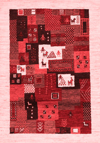 Abstract Red Contemporary Rug, con1607red