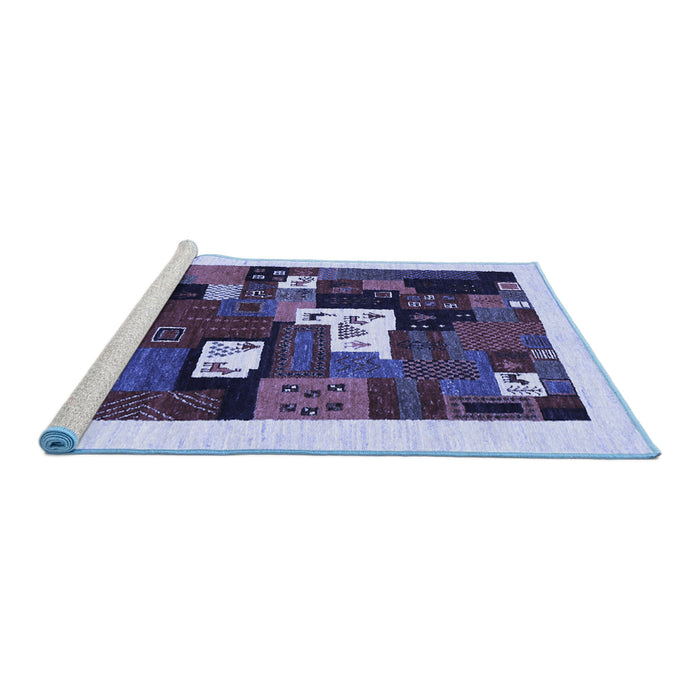 Sideview of Machine Washable Abstract Blue Contemporary Rug, wshcon1607blu