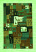 Serging Thickness of Machine Washable Abstract Green Contemporary Area Rugs, wshcon1607grn