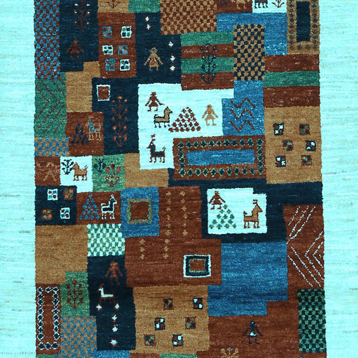 Machine Washable Abstract Light Blue Contemporary Rug, wshcon1607lblu
