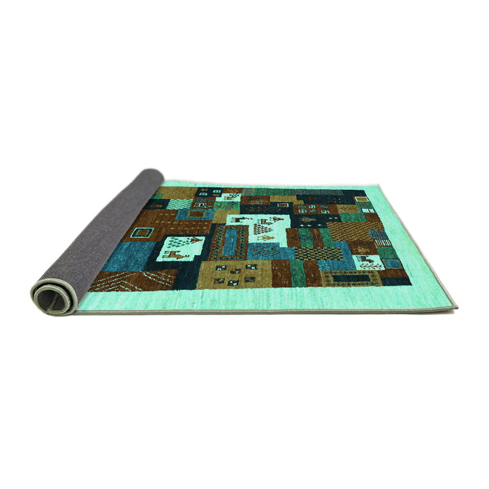 Sideview of Abstract Turquoise Contemporary Rug, con1607turq
