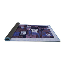 Sideview of Abstract Blue Contemporary Rug, con1607blu