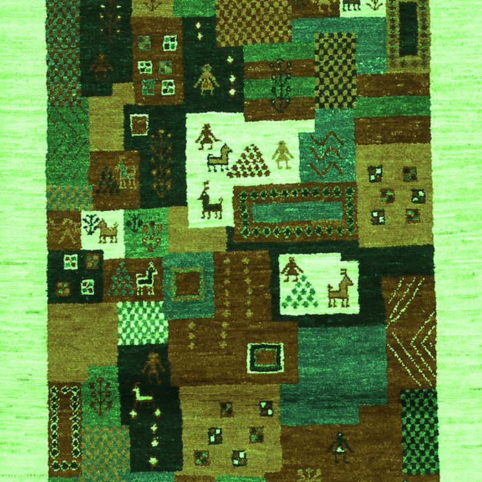 Abstract Green Contemporary Rug, con1607grn