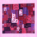 Square Machine Washable Abstract Pink Contemporary Rug, wshcon1607pnk