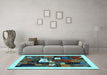 Machine Washable Abstract Light Blue Contemporary Rug in a Living Room, wshcon1607lblu