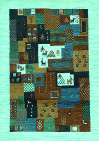 Abstract Turquoise Contemporary Rug, con1607turq