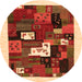 Square Abstract Orange Contemporary Rug, con1607org