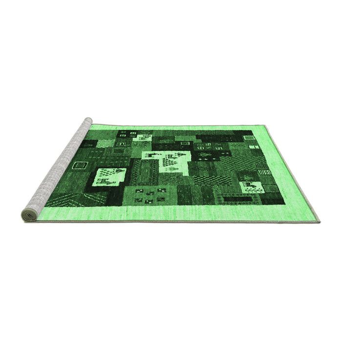 Sideview of Machine Washable Abstract Emerald Green Contemporary Area Rugs, wshcon1607emgrn