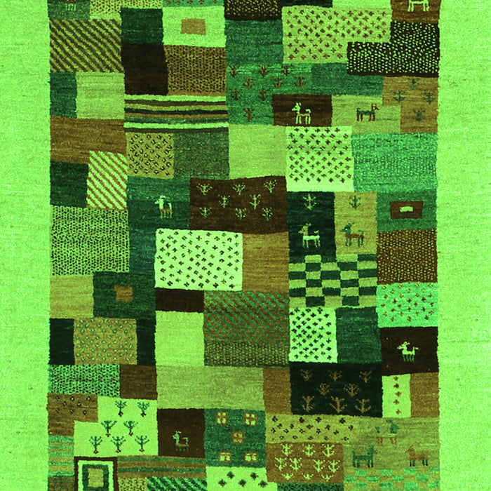 Serging Thickness of Machine Washable Abstract Green Contemporary Area Rugs, wshcon1608grn