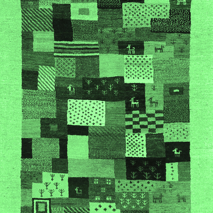 Machine Washable Abstract Emerald Green Contemporary Area Rugs, wshcon1608emgrn