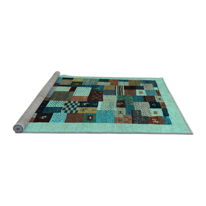 Sideview of Machine Washable Abstract Light Blue Contemporary Rug, wshcon1608lblu
