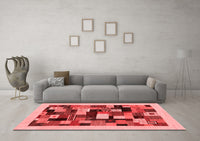 Machine Washable Abstract Red Contemporary Rug, wshcon1608red