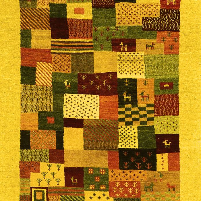 Abstract Yellow Contemporary Rug, con1608yw