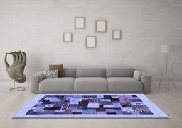 Machine Washable Abstract Blue Contemporary Rug in a Living Room, wshcon1608blu