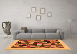 Machine Washable Abstract Orange Contemporary Area Rugs in a Living Room, wshcon1608org