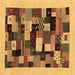 Square Machine Washable Abstract Brown Contemporary Rug, wshcon1608brn