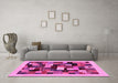 Machine Washable Abstract Pink Contemporary Rug in a Living Room, wshcon1608pnk