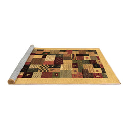 Sideview of Machine Washable Abstract Brown Contemporary Rug, wshcon1608brn