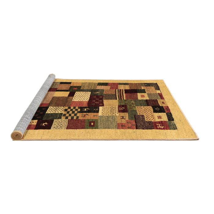 Sideview of Machine Washable Abstract Brown Contemporary Rug, wshcon1608brn