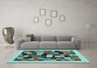 Machine Washable Abstract Light Blue Contemporary Rug in a Living Room, wshcon1608lblu