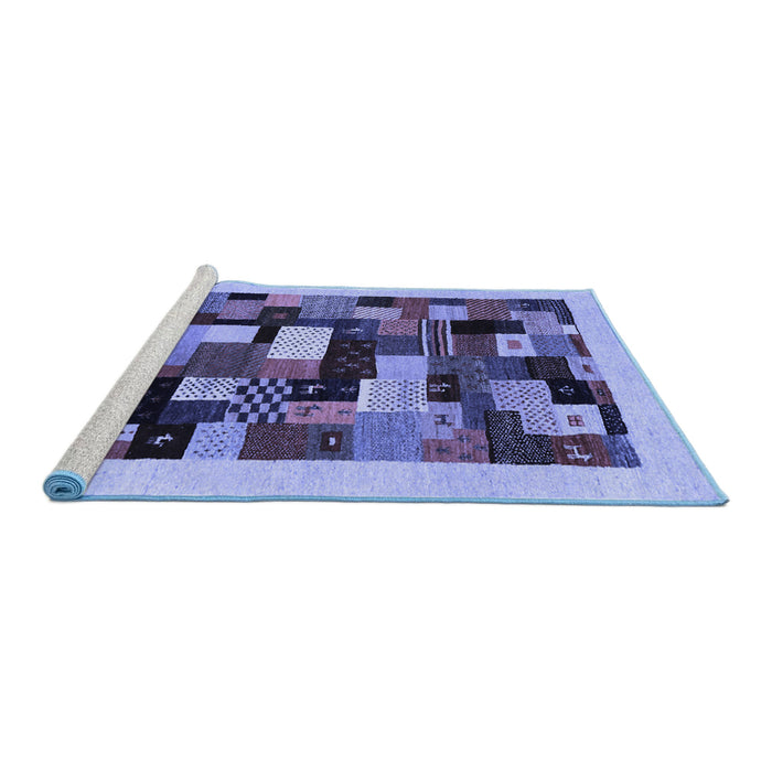 Sideview of Machine Washable Abstract Blue Contemporary Rug, wshcon1608blu