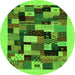 Square Abstract Green Contemporary Rug, con1608grn