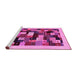 Sideview of Machine Washable Abstract Pink Contemporary Rug, wshcon1608pnk