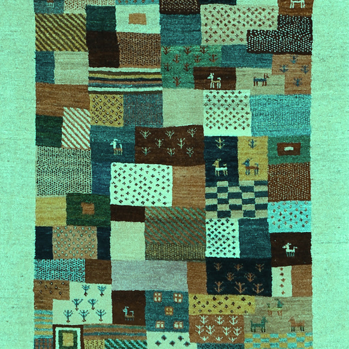 Machine Washable Abstract Turquoise Contemporary Area Rugs, wshcon1608turq