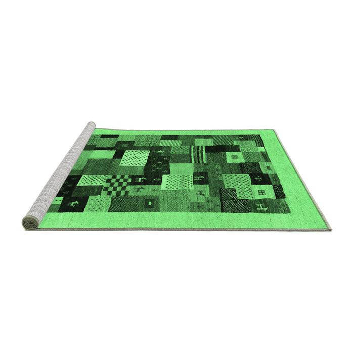Sideview of Machine Washable Abstract Emerald Green Contemporary Area Rugs, wshcon1608emgrn