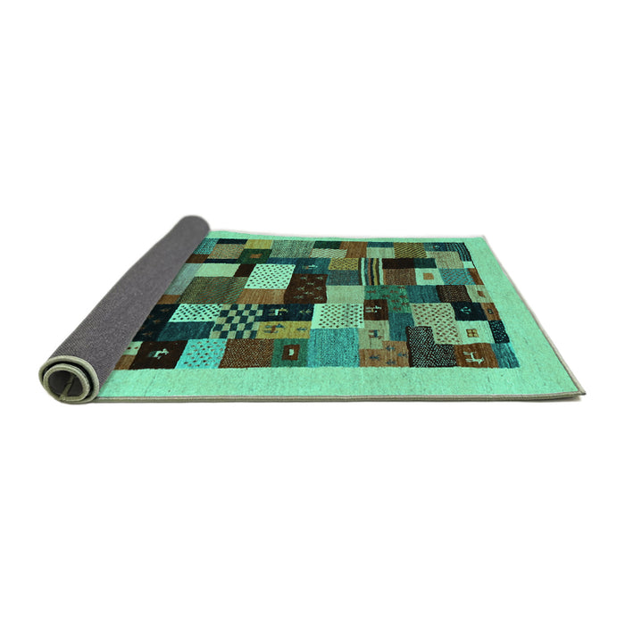 Sideview of Abstract Turquoise Contemporary Rug, con1608turq