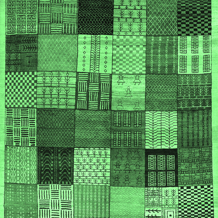 Machine Washable Checkered Emerald Green Modern Area Rugs, wshcon1609emgrn