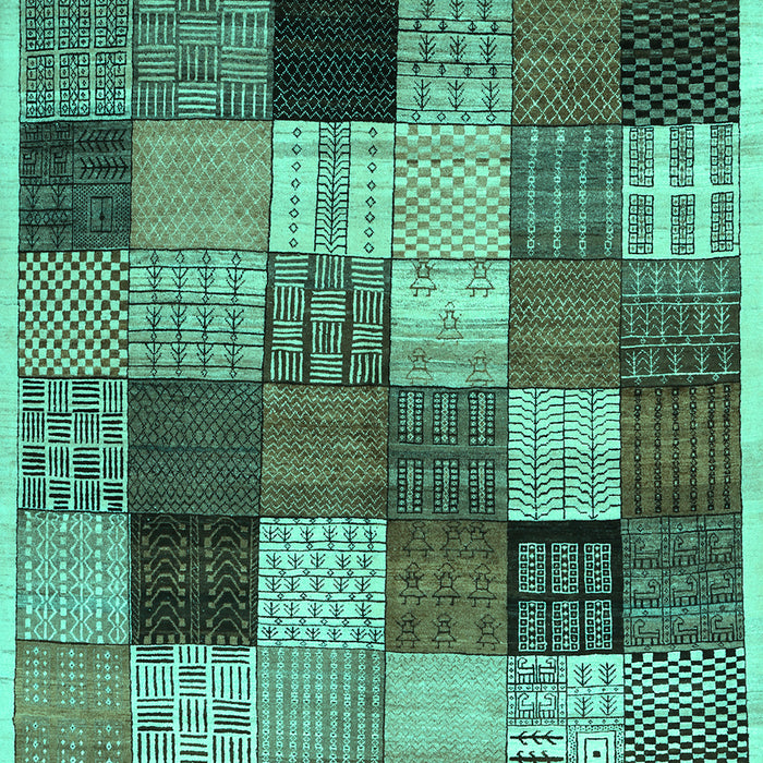 Machine Washable Checkered Turquoise Modern Area Rugs, wshcon1609turq