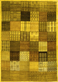 Checkered Yellow Modern Rug, con1609yw