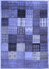 Checkered Blue Modern Rug, con1609blu