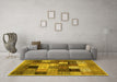 Machine Washable Checkered Yellow Modern Rug in a Living Room, wshcon1609yw