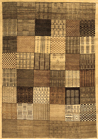 Checkered Brown Modern Rug, con1609brn