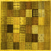 Square Machine Washable Checkered Yellow Modern Rug, wshcon1609yw
