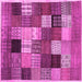 Square Machine Washable Checkered Pink Modern Rug, wshcon1609pnk