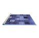 Sideview of Machine Washable Checkered Blue Modern Rug, wshcon1609blu