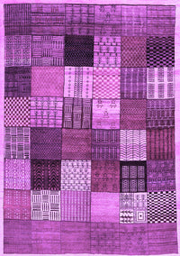 Checkered Purple Modern Rug, con1609pur