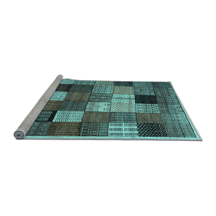 Sideview of Machine Washable Checkered Light Blue Modern Rug, wshcon1609lblu