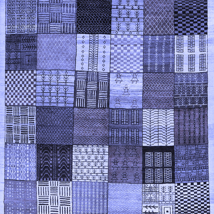 Machine Washable Checkered Blue Modern Rug, wshcon1609blu
