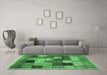 Machine Washable Checkered Emerald Green Modern Area Rugs in a Living Room,, wshcon1609emgrn