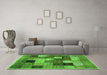 Machine Washable Checkered Green Modern Area Rugs in a Living Room,, wshcon1609grn